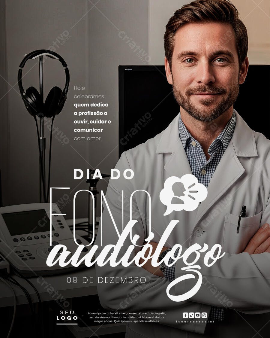 Flyer Dia do Fonoaudiólogo 09 de Dezembro PSD Editável