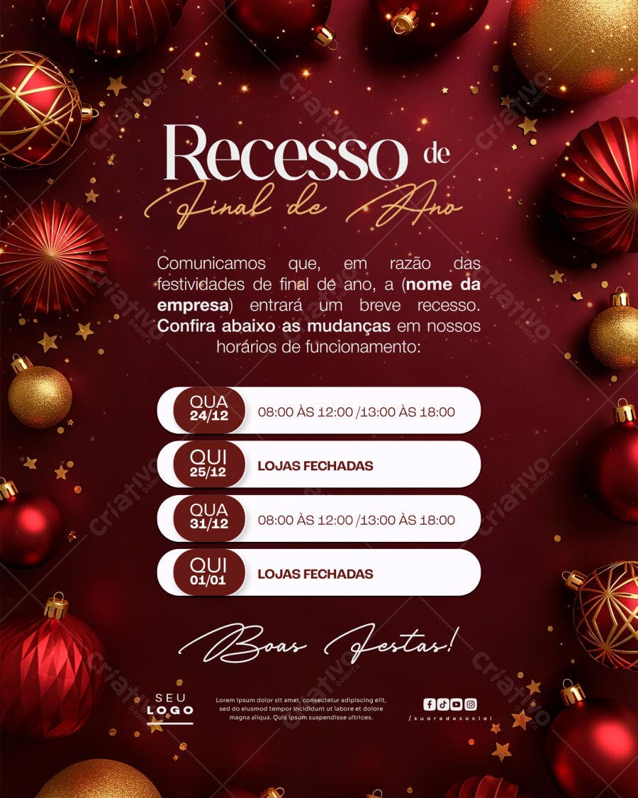 Flyer Recesso Final de Ano PSD Editável