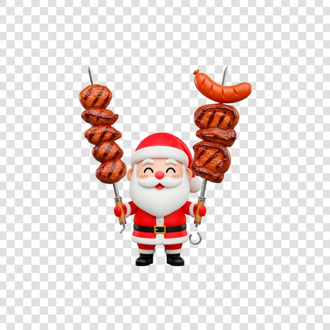 Papai Noel Churrasqueiro Natal Verão para marketing PNG com fundo transparente