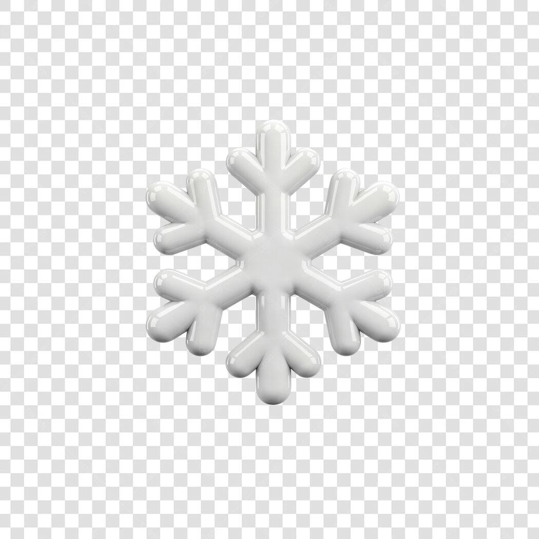 Ícone Floco de Neve Branco 3D para Natal Inverno PNG com fundo transparente