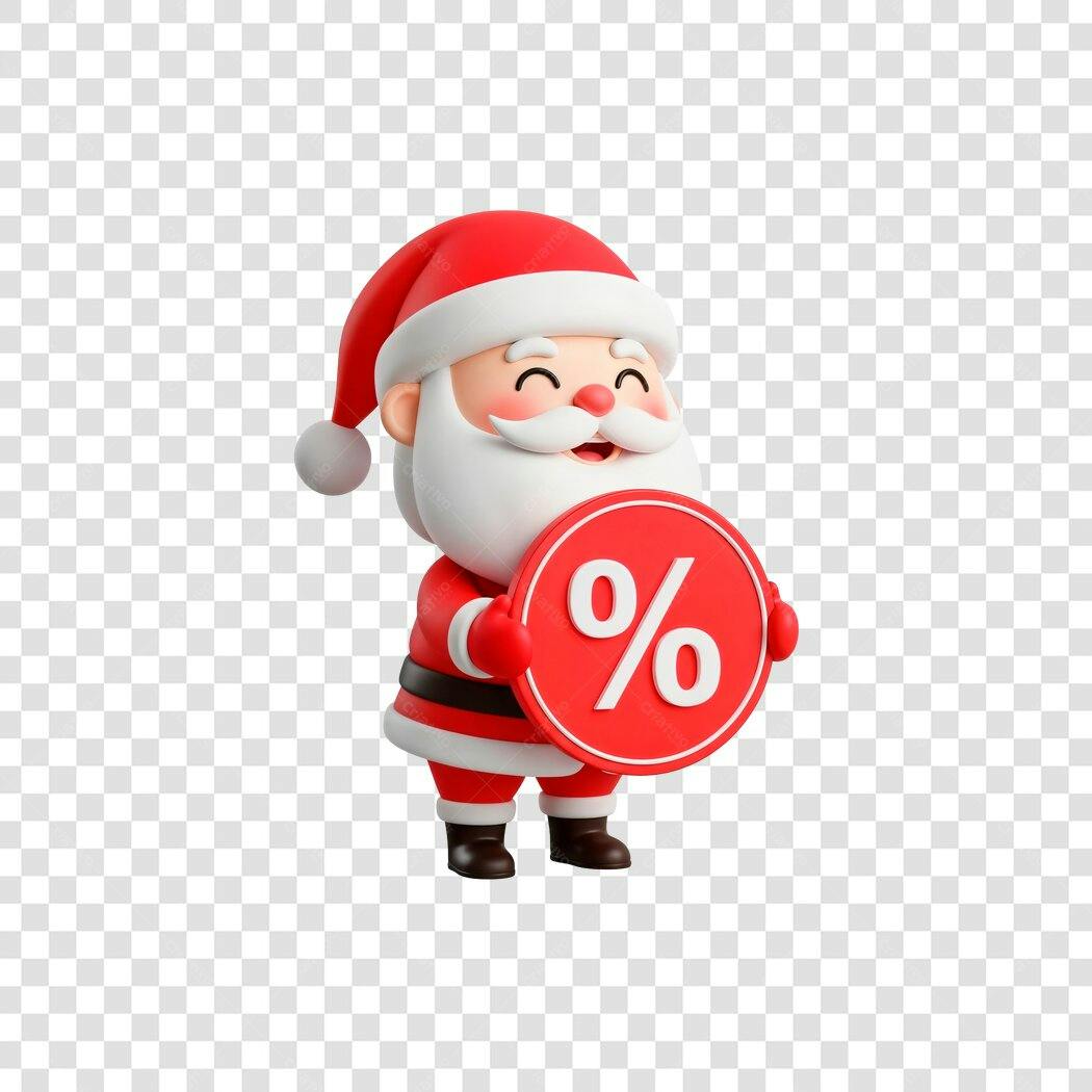 Ilustração 3D Papai Noel Oferta Natal e Fim de Ano PNG com fundo transparente