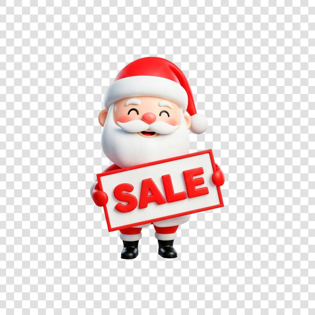 Post para promoção Papai Noel 3D fofo Venda Natal PNG com fundo transparente