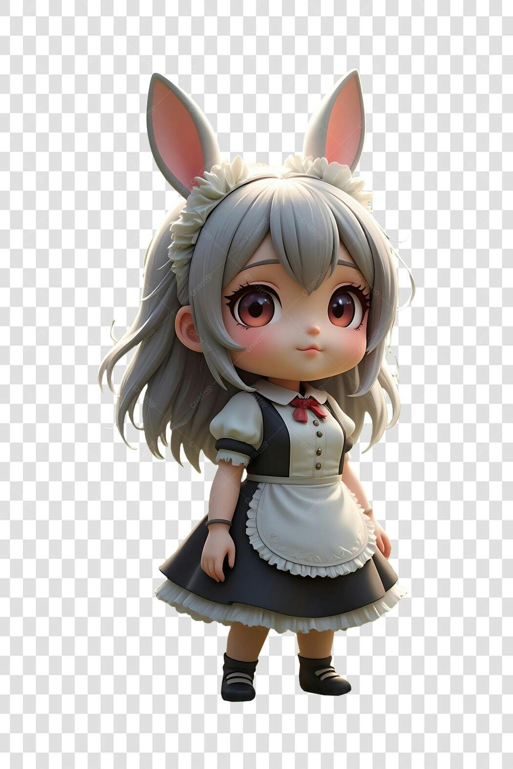 Avatar 3D Garota Coelha em PNG Sem Fundo para Composições Profissionais