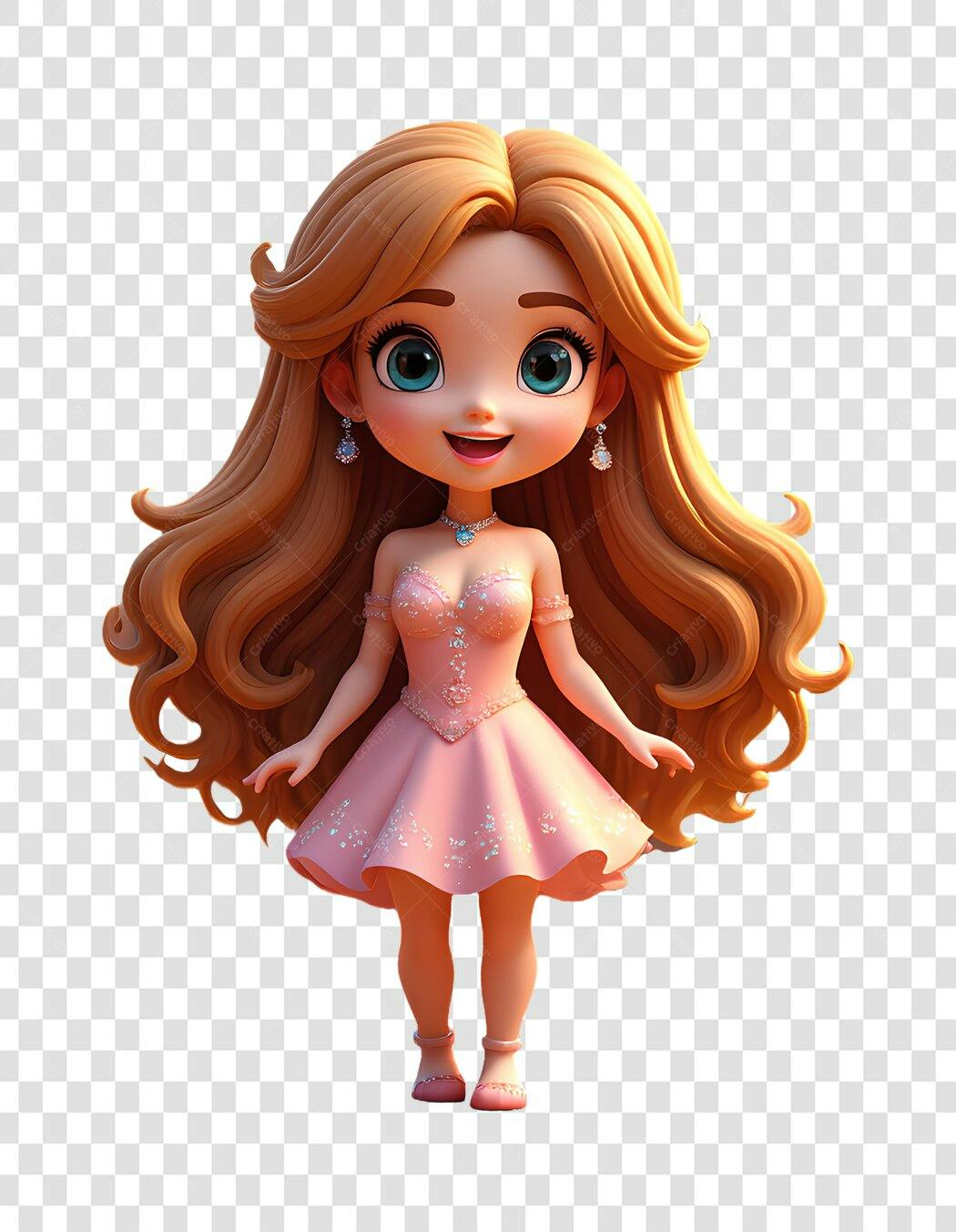 Avatar 3D Linda Princesa em PNG Sem Fundo para Composições Profissionais