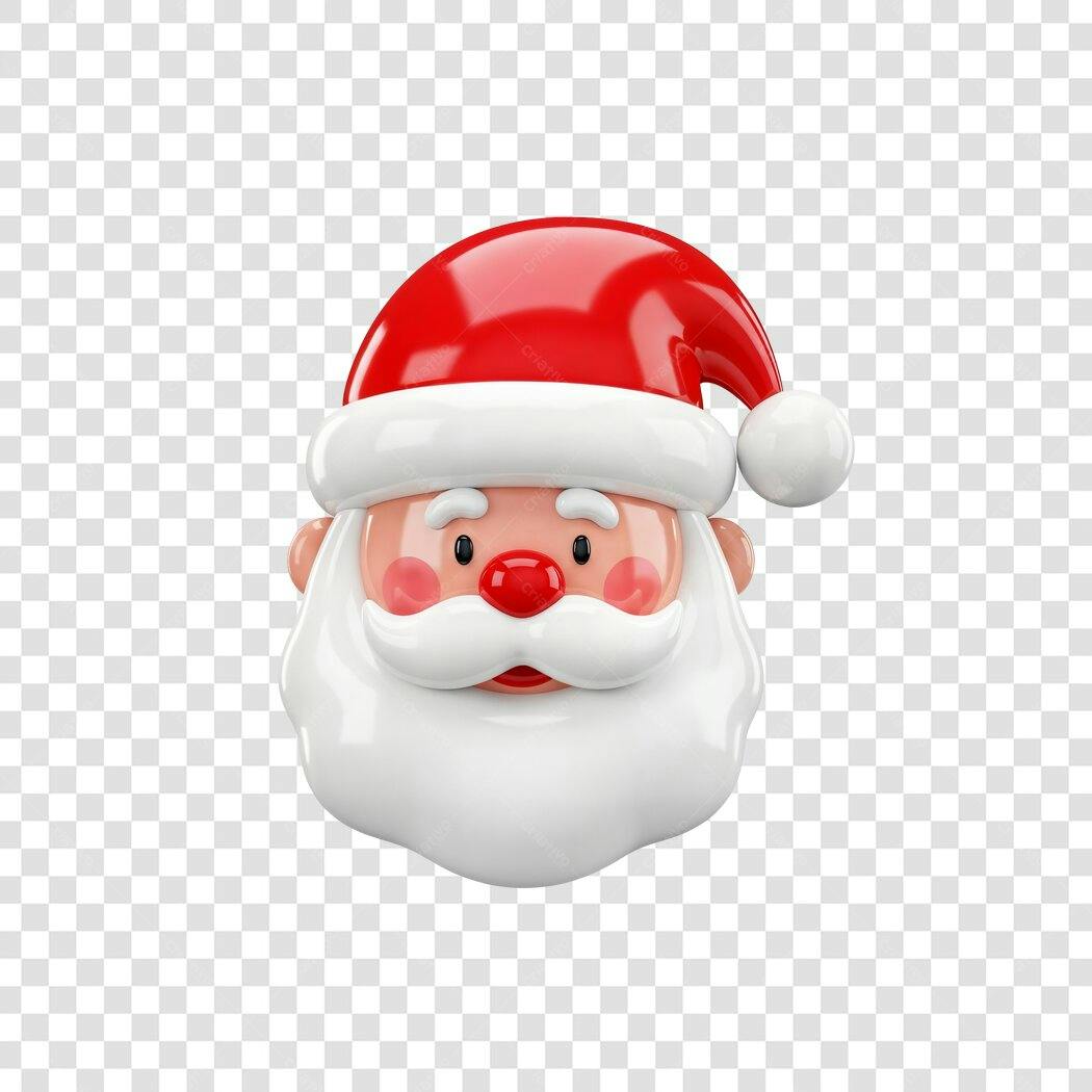 Ilustração 3D Papai Noel para Natal Vermelho e Branco PNG com fundo transparente