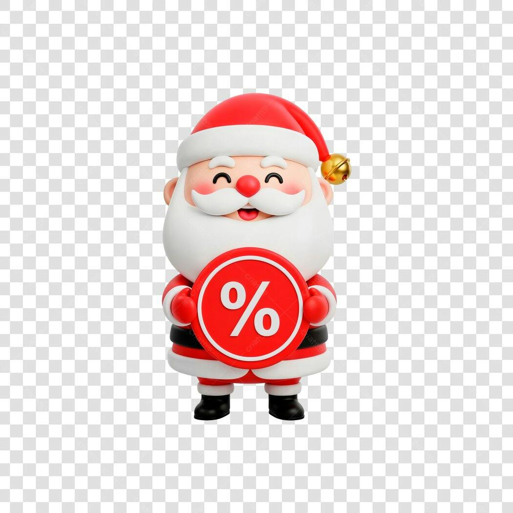 Ilustração 3D Papai Noel para Promoções e Descontos de Natal PNG com fundo transparente