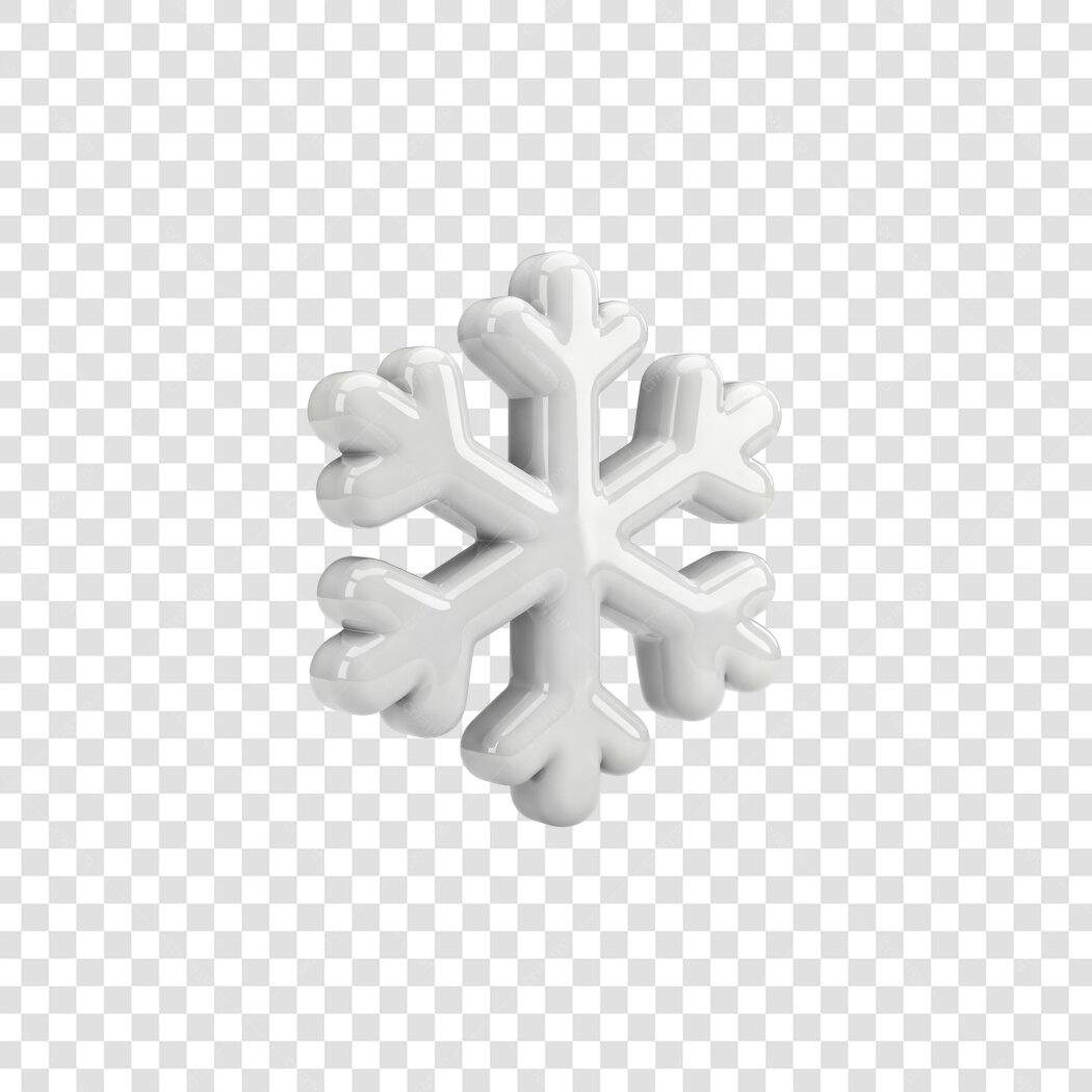Ícone floco de neve 3D branco inverno Natal PNG com fundo transparente