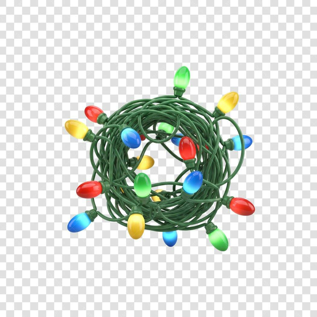 Elemento Decorativo Luzes de Natal Festivas Coloridas PNG com fundo transparente
