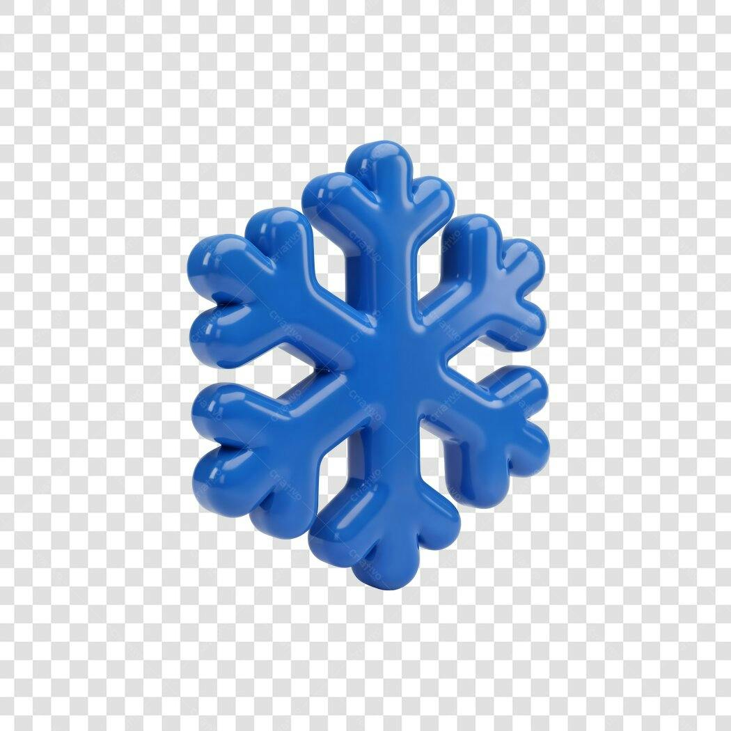 Ícone Floco de Neve Azul 3D Inverno PNG com fundo transparente