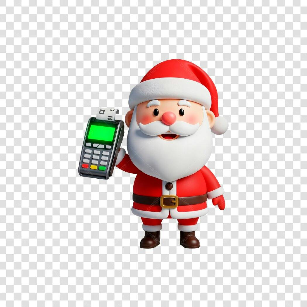 Elemento Gráfico Papai Noel Natal Maquininha de Cartão Vendas PNG com fundo transparente