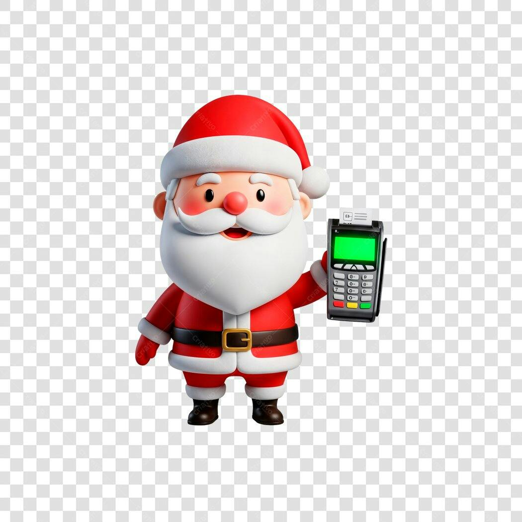 Elemento Gráfico Papai Noel Natal Compras Maquininha PNG com fundo transparente