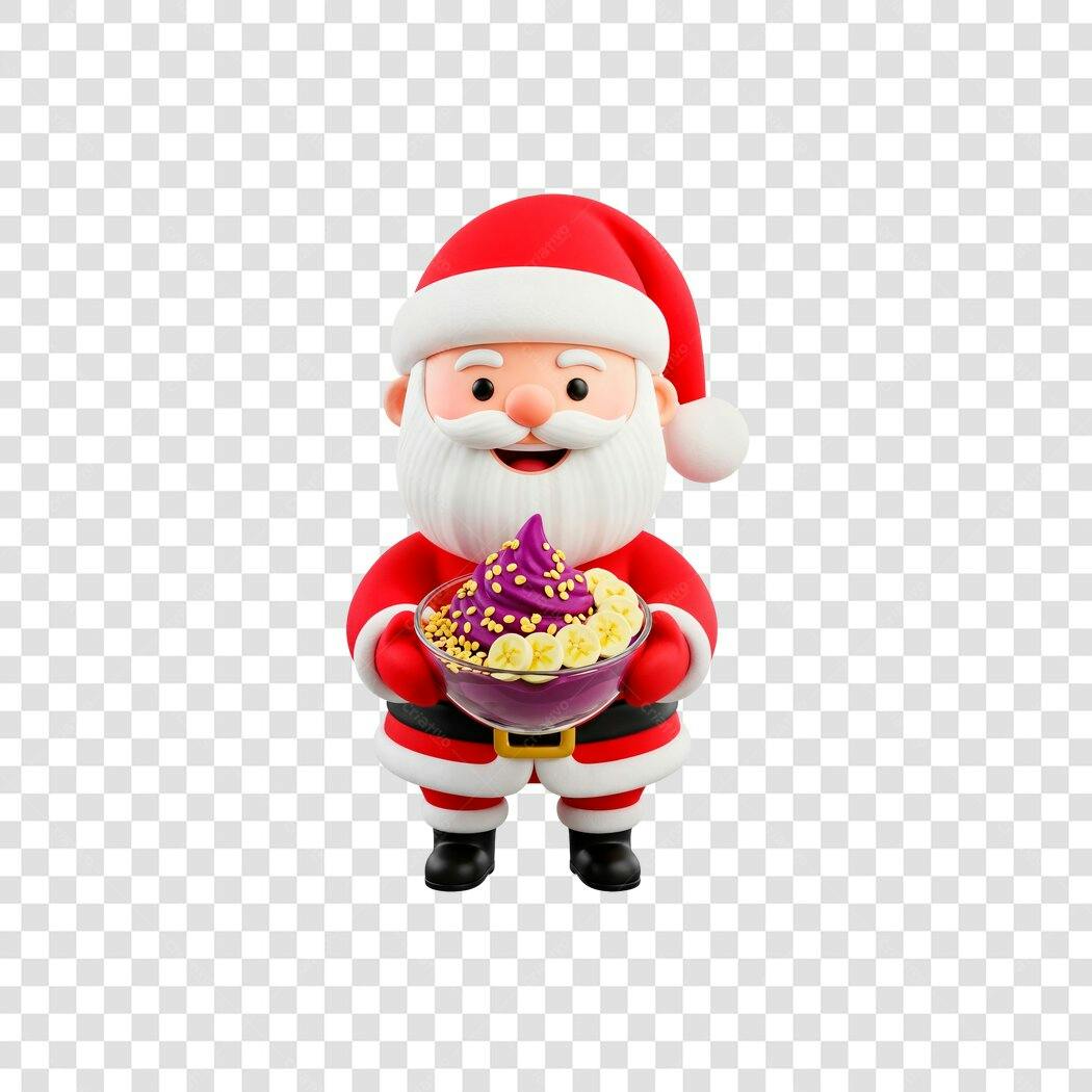 Ilustração 3D Papai Noel Açaí Natal Tropical PNG com fundo transparente