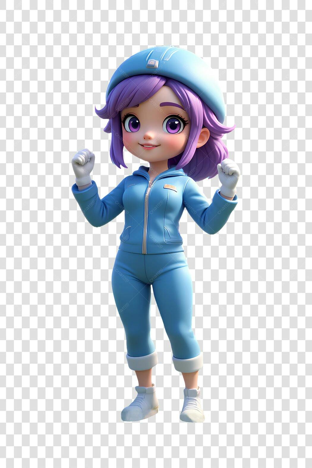 Avatar 3D Garota Ciclista em PNG Sem Fundo para Composições Profissionais
