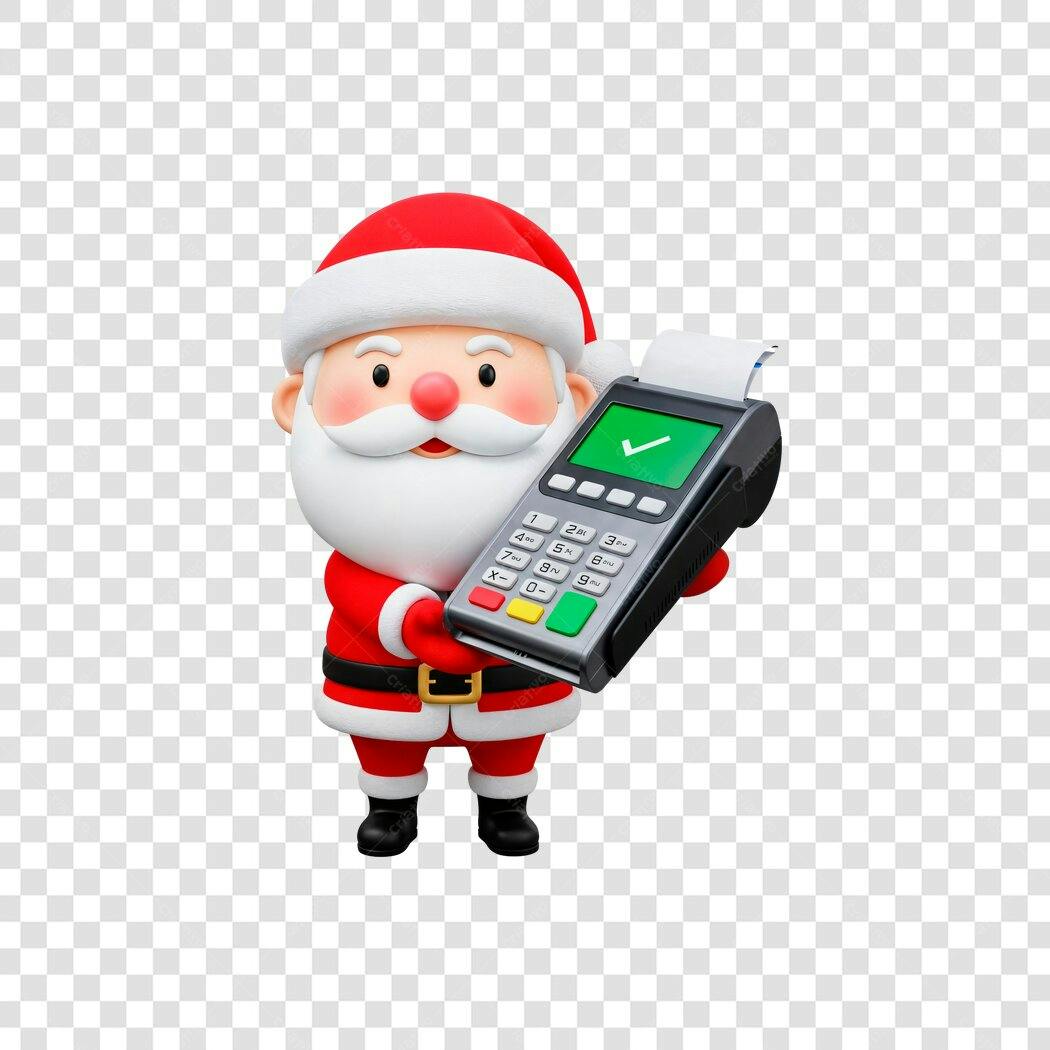 Ícone Papai Noel com Maquininha de Cartão Pagamento Aprovado Natal PNG com fundo transparente