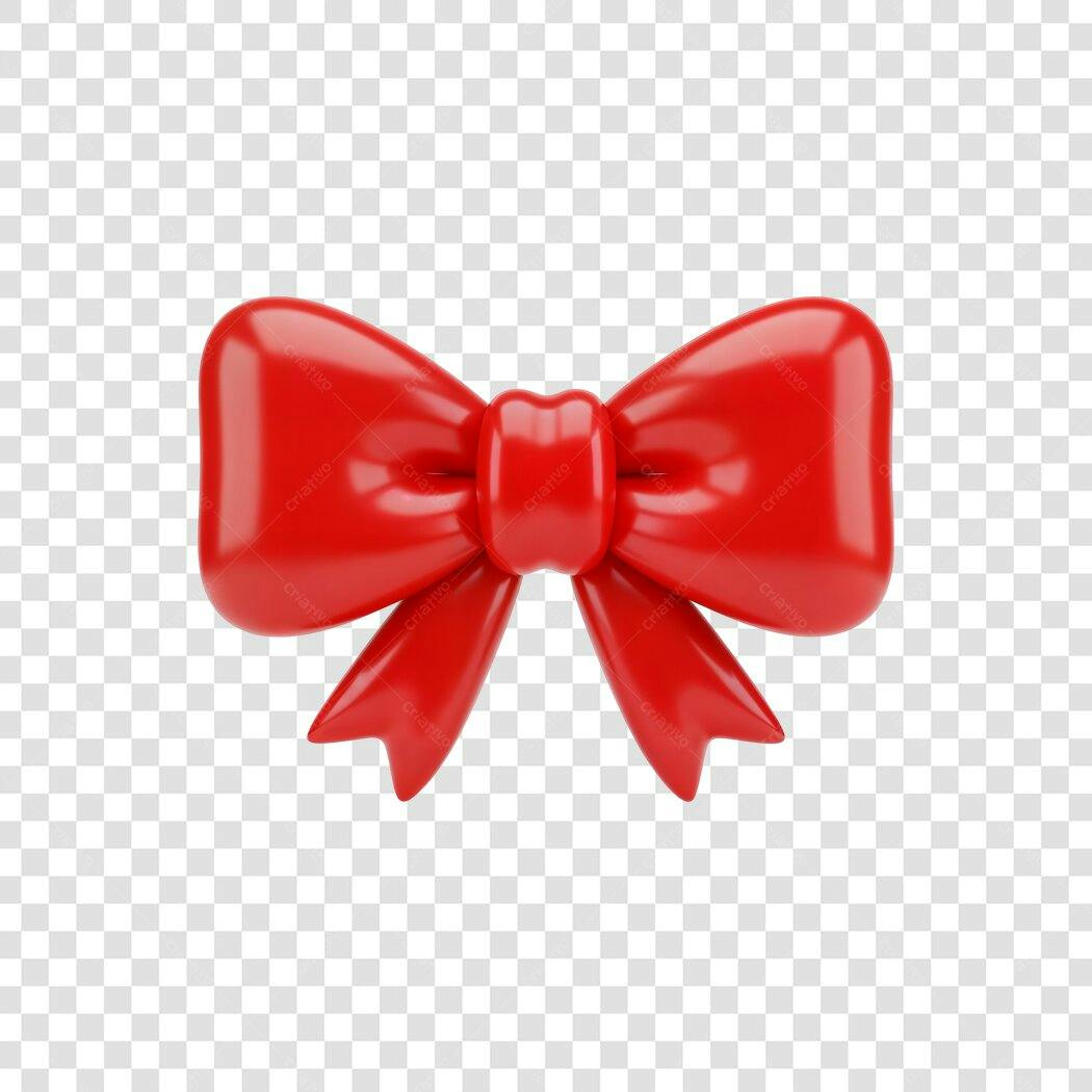 Laço Vermelho 3D Brilhante para Presente Natal PNG com fundo transparente