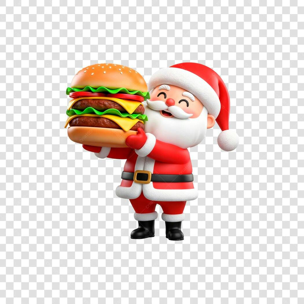 Post Instagram Papai Noel com Hambúrguer Natalino PNG com fundo transparente