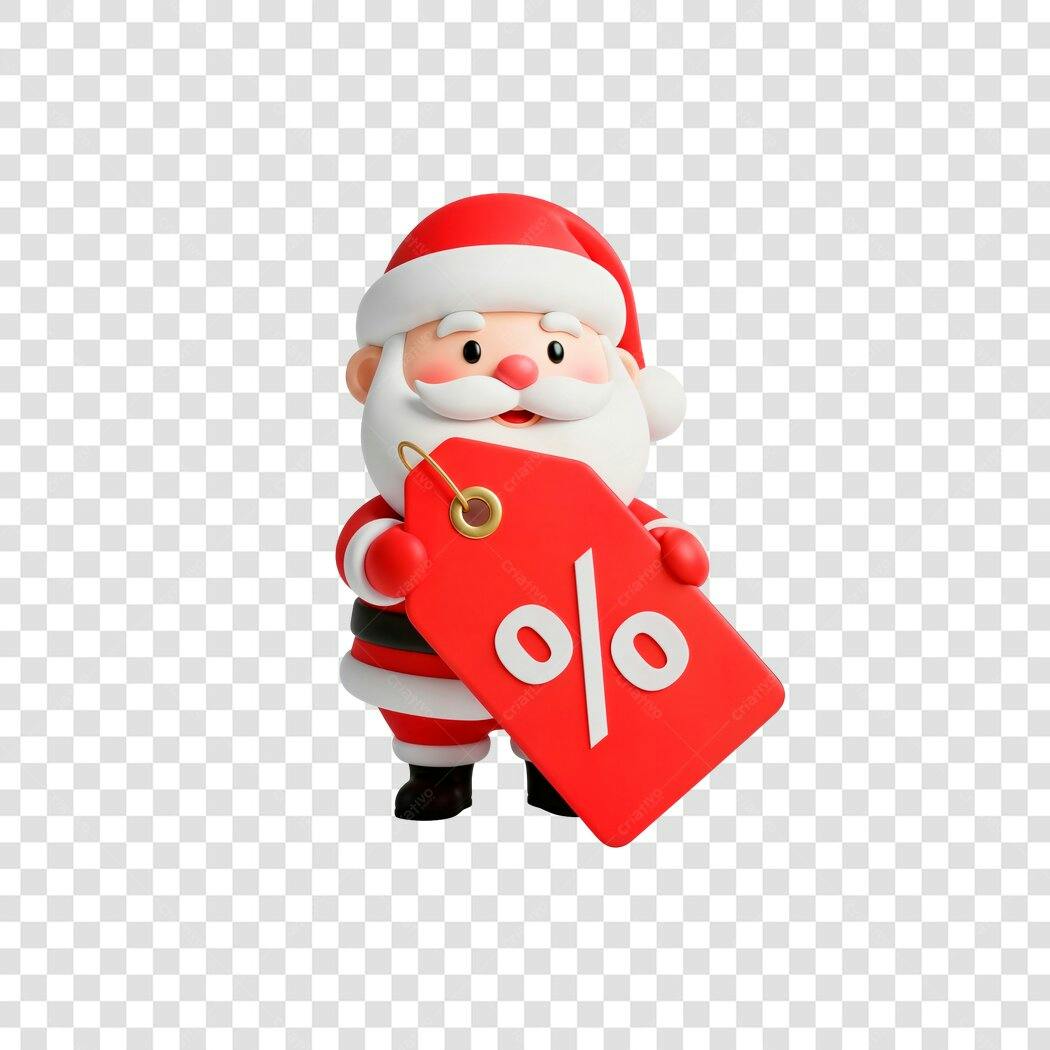 Papai Noel 3D anúncio de desconto de Natal PNG com fundo transparente
