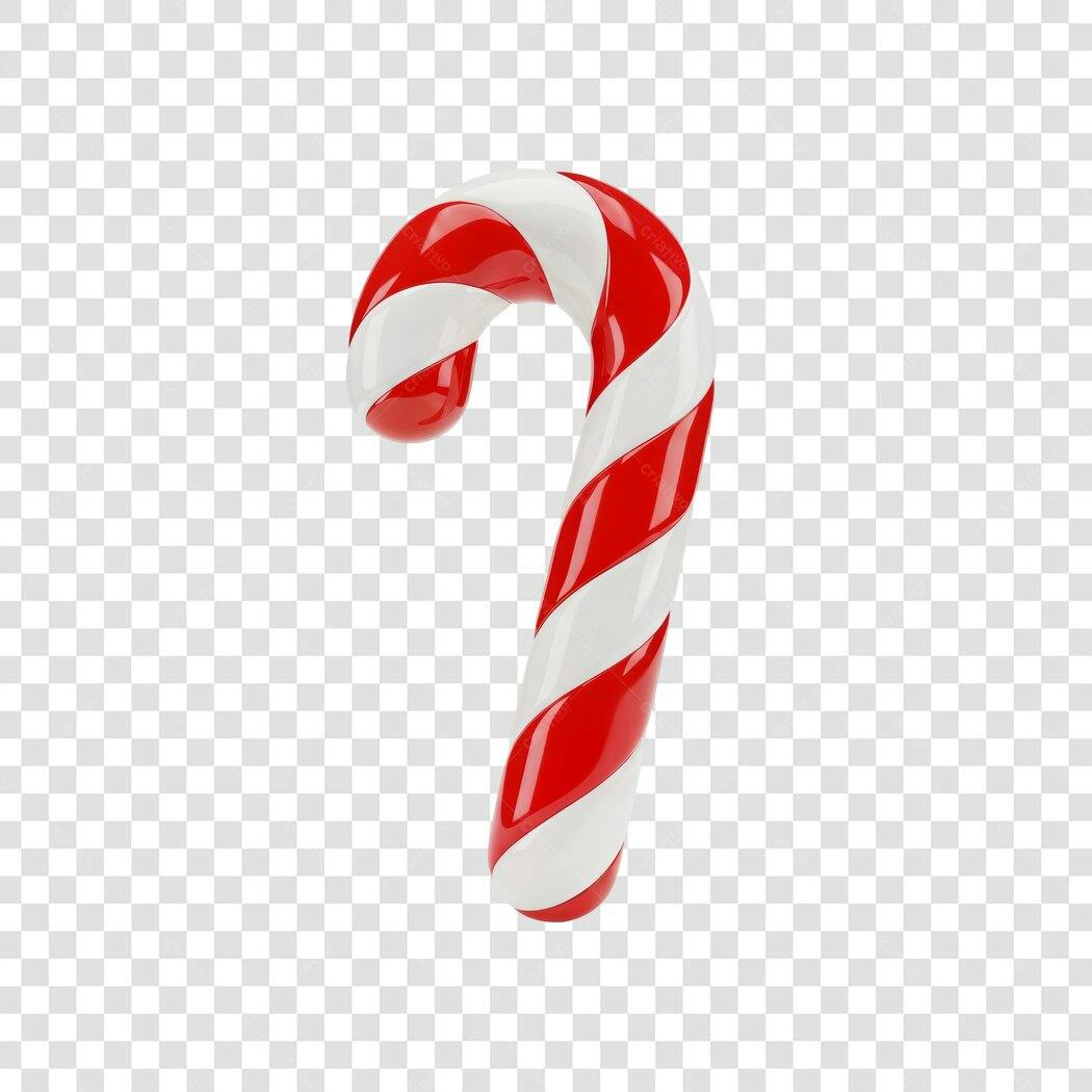 Bengala Doce de Natal listrada vermelha e branca PNG com fundo transparente