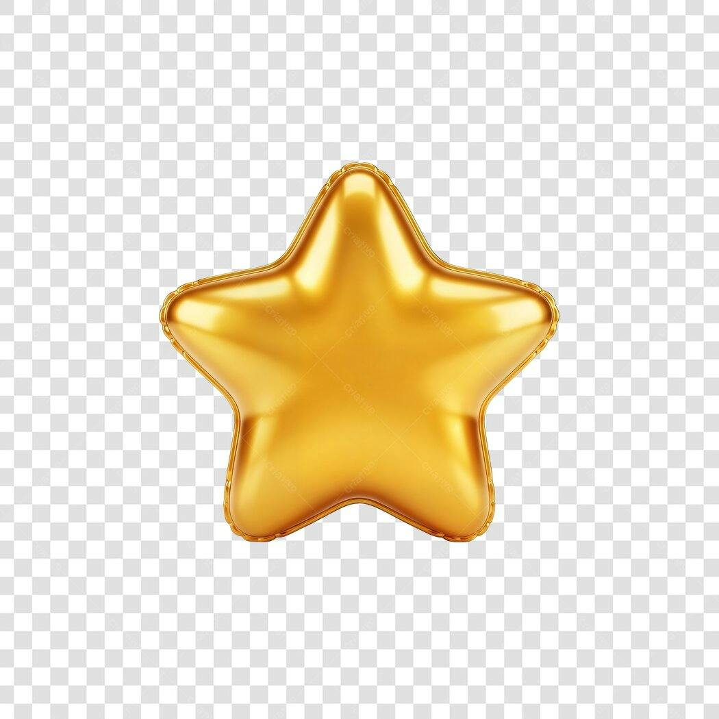 Balão Estrela Dourada para Celebração e Destaque PNG com fundo transparente
