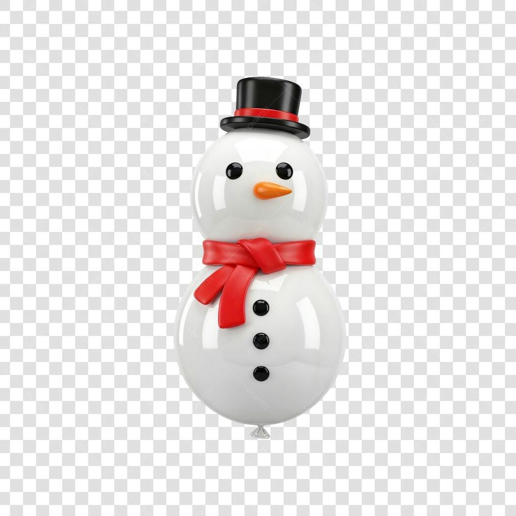 Elemento 3D Boneco de Neve Natal Inverno Festivo PNG com fundo transparente