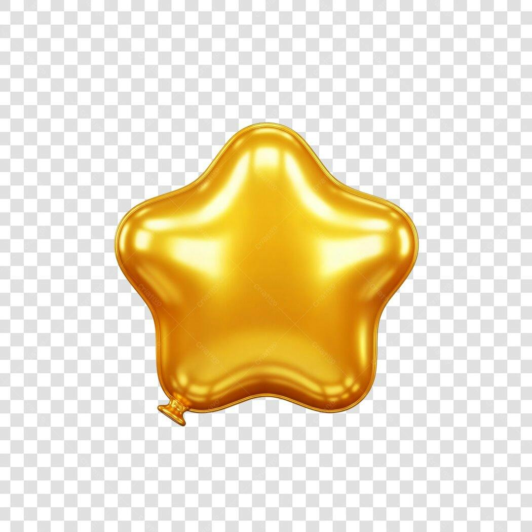 Balão estrela dourado para celebração ou aniversário PNG com fundo transparente