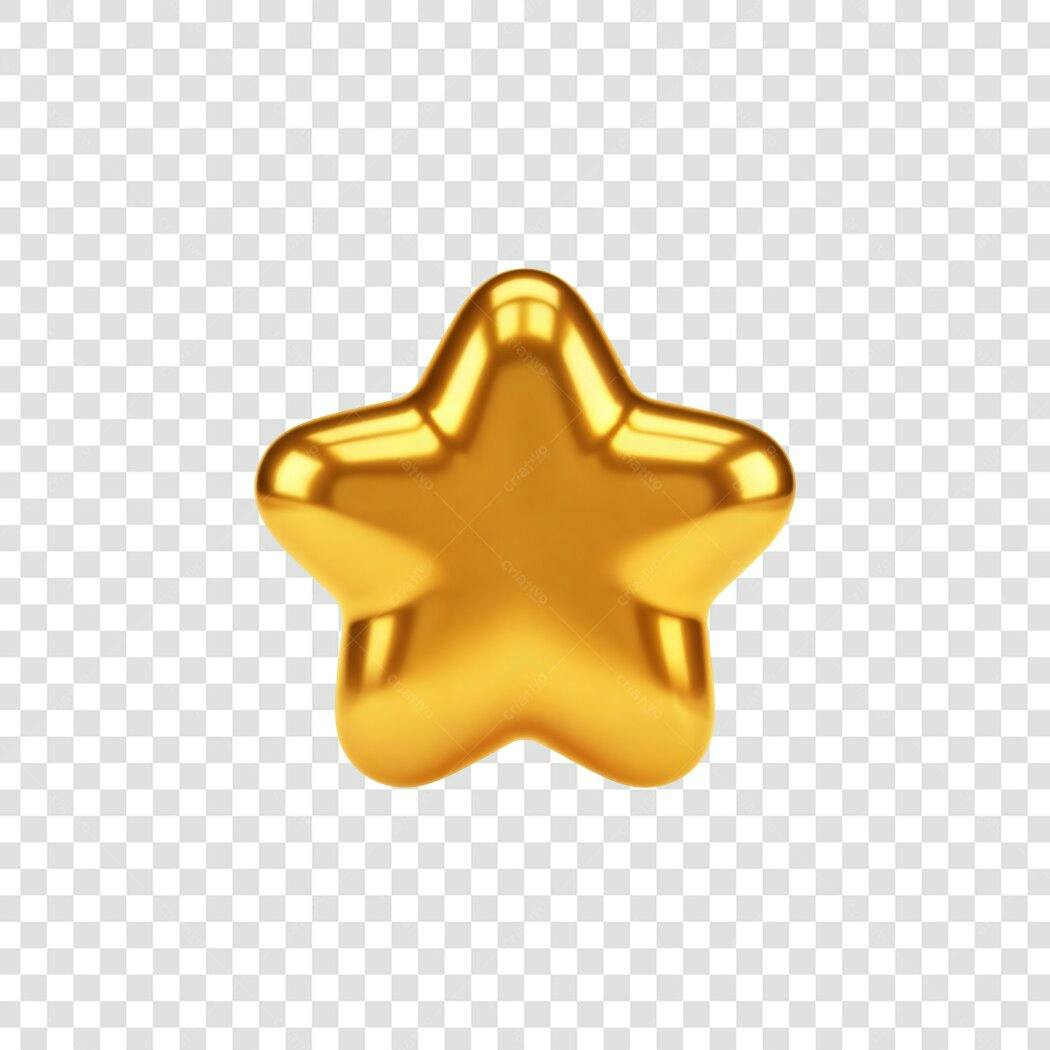 Ícone Estrela 3D Dourada Brilhante PNG com fundo transparente