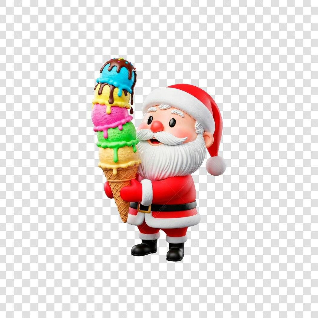 Ícone Papai Noel Verão Sorvete Colorido Natal PNG com fundo transparente