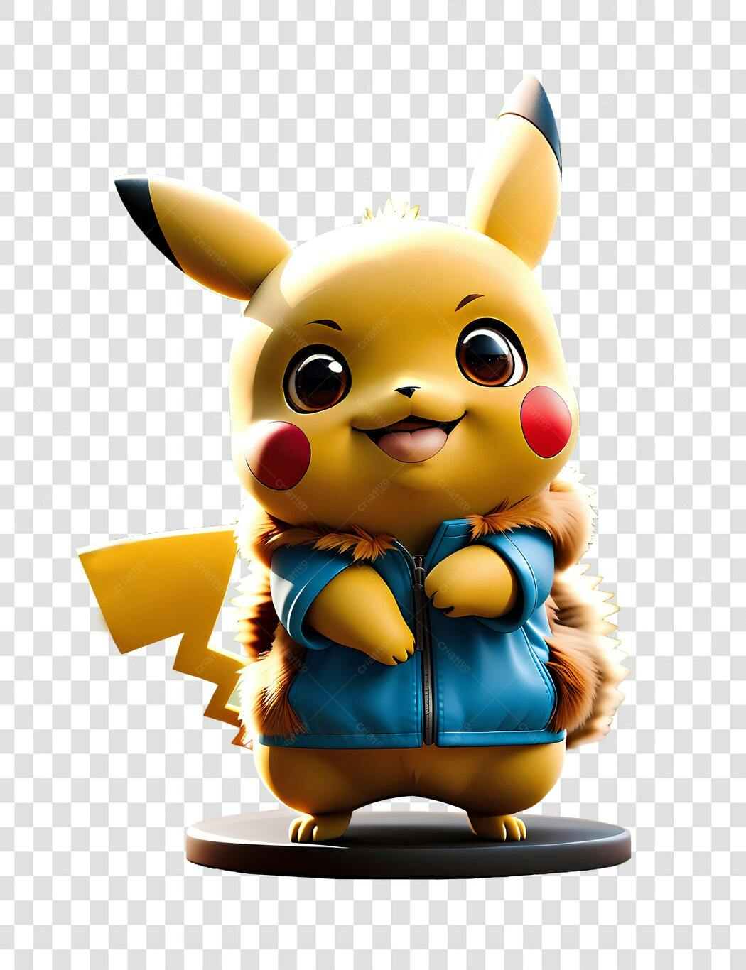 Avatar 3D Pikachu em PNG Sem Fundo para Composições Profissionais