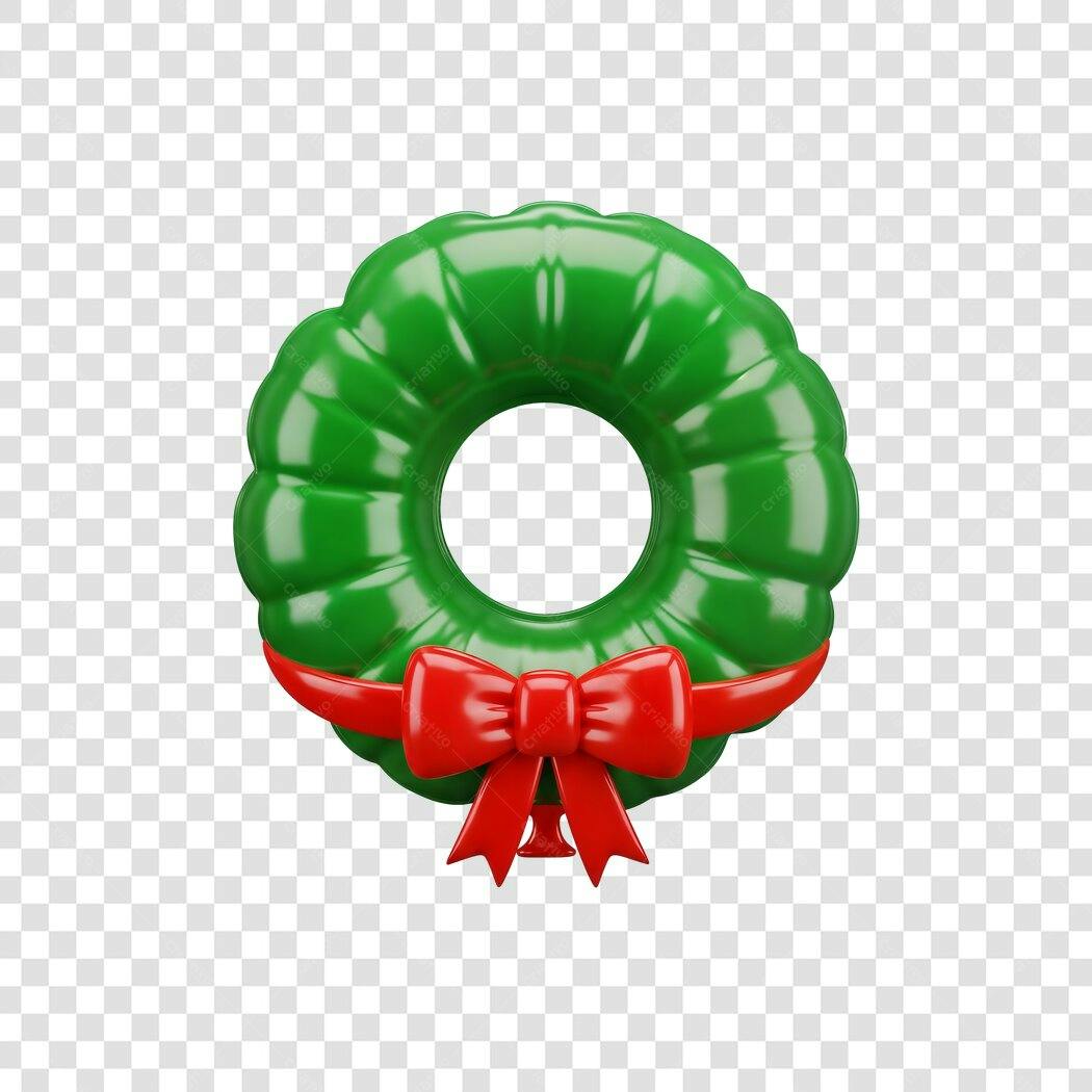 Guirlanda de Natal 3D Brilhante Verde e Vermelha PNG com fundo transparente