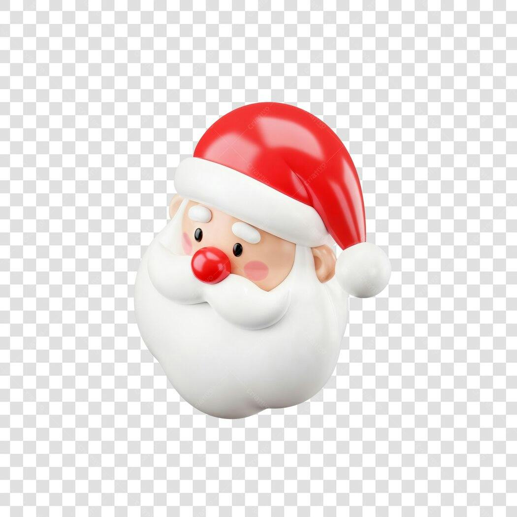 Icone Papai Noel 3D Feliz Natal Vermelho e Branco PNG com fundo transparente