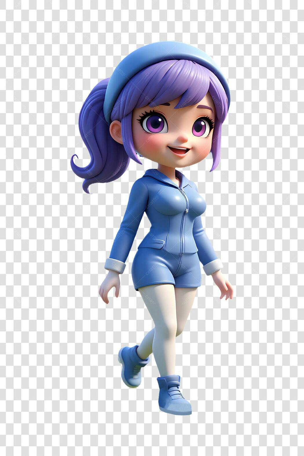 Avatar 3D Jovem Garota Feliz em PNG Sem Fundo para Composições Profissionais