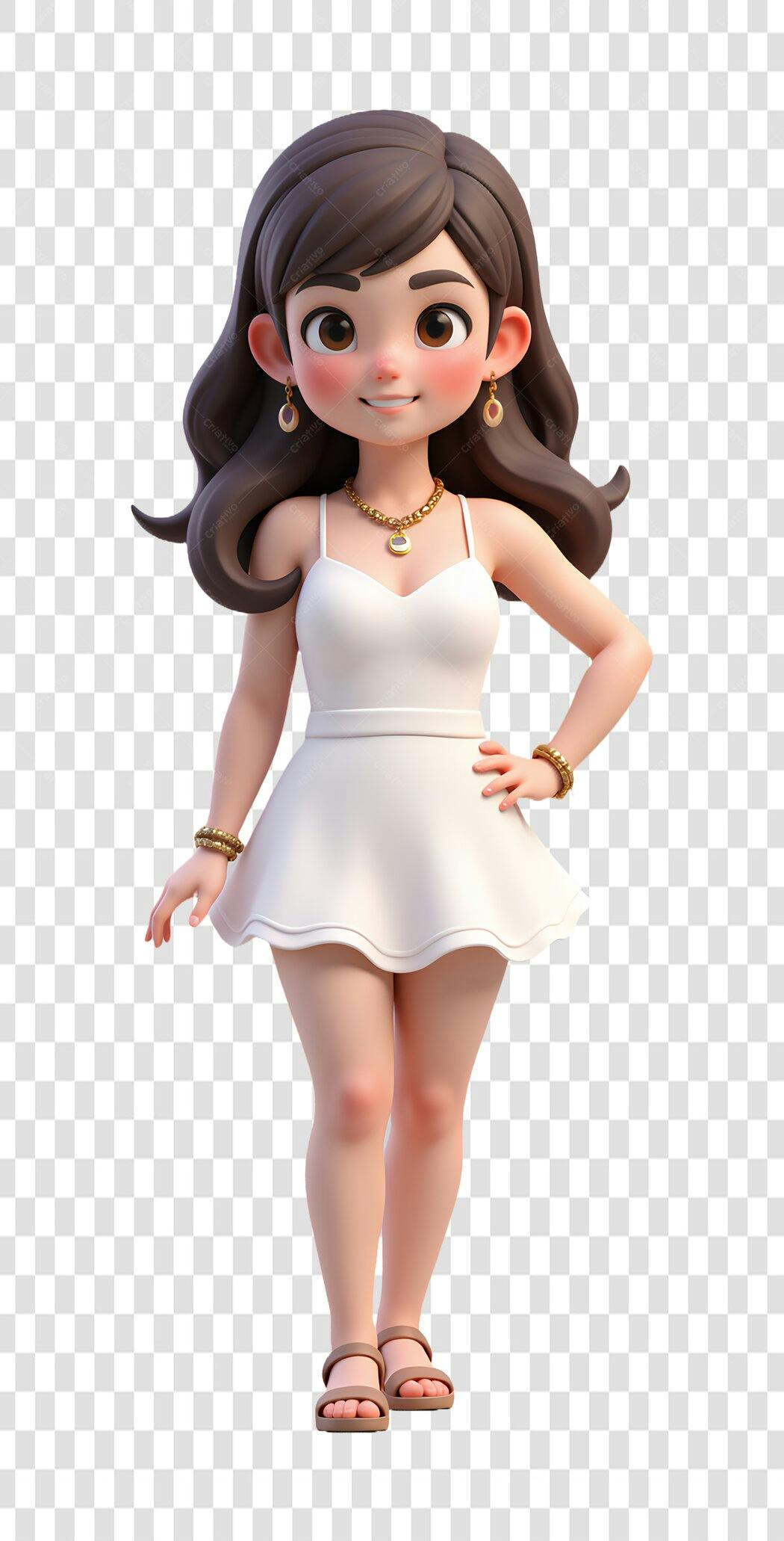 Avatar 3D Bela Mulher em PNG Sem Fundo para Composições Profissionais