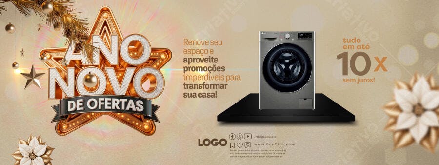 Flyer Ano Novo de Ofertas para Eletrodomésticos PSD Editável