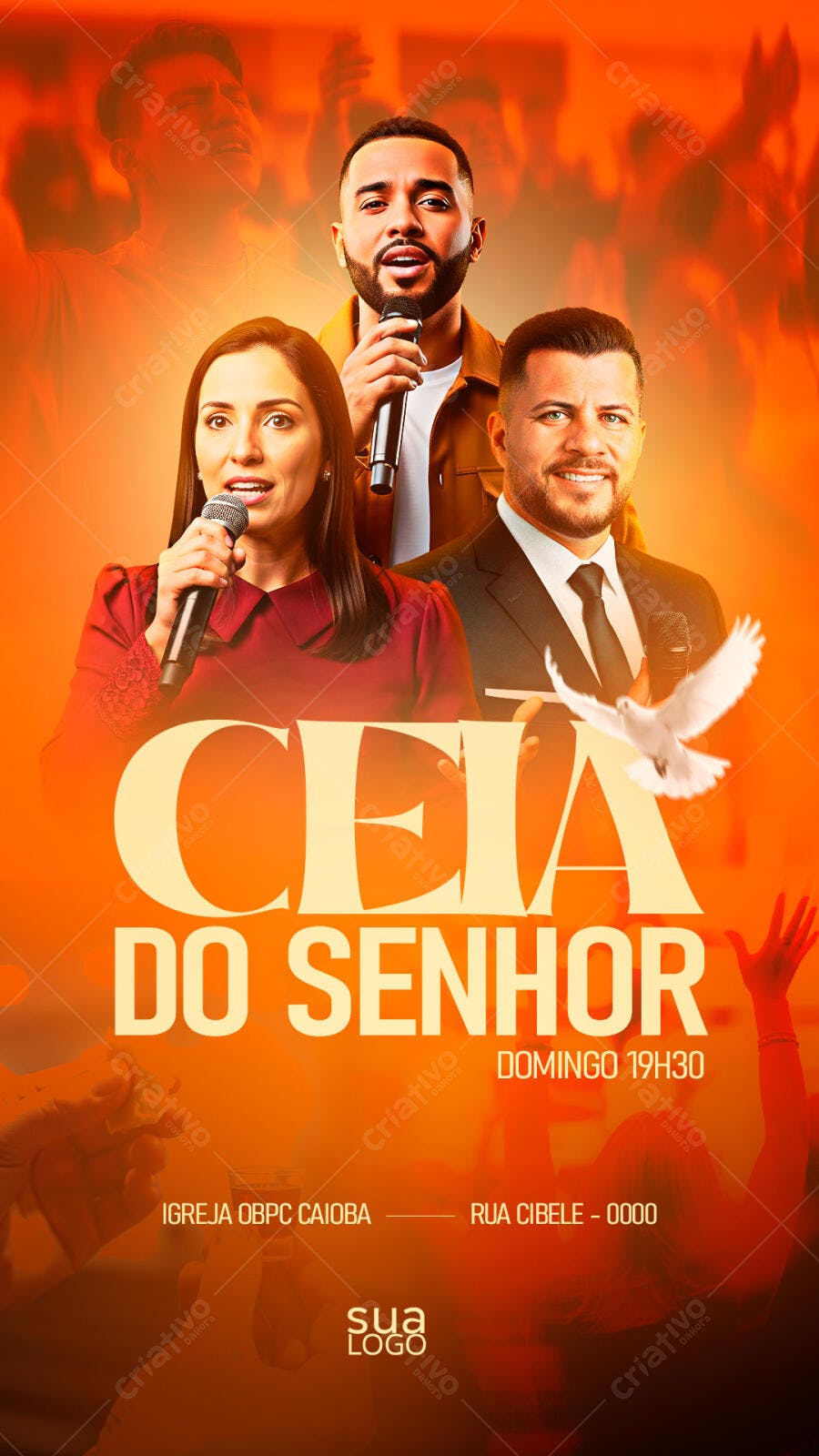Flyer Ceia do Senhor com Pastores e Louvor PSD Editável