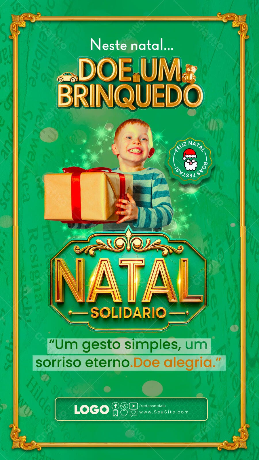Flyer Natal Solidário Doe um Brinquedo Criança Feliz PSD Editável