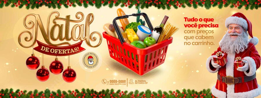 Flyer Natal de Ofertas Supermercado PSD Editável