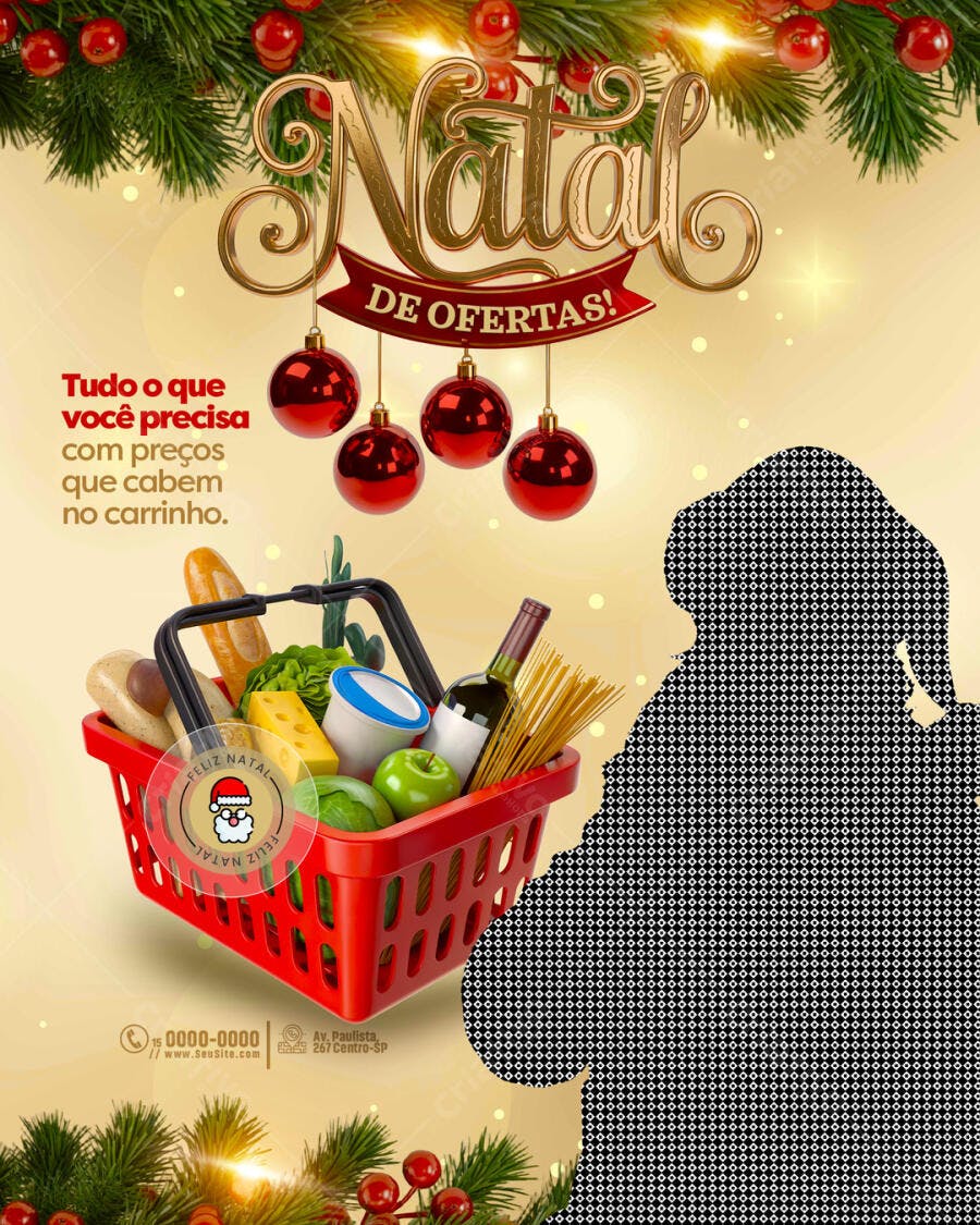 Flyer Natal de Ofertas Supermercado PSD Editável