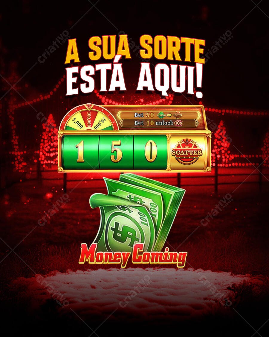Flyer Jogo de Cassino Online "A Sua Sorte Está Aqui!" PSD Editável