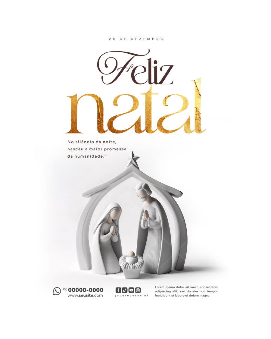 Flyer Natal com Presépio Minimalista PSD Editável
