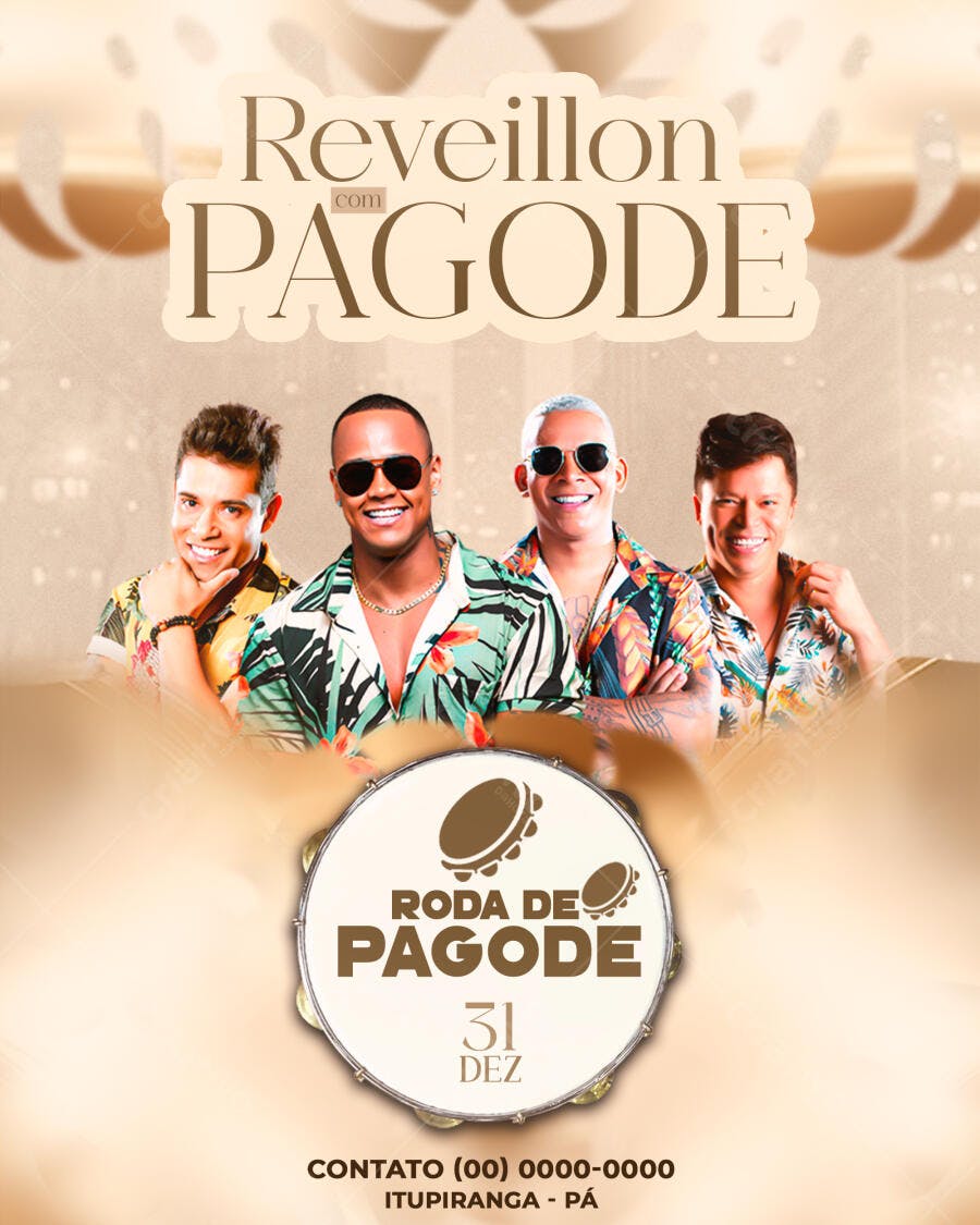 Flyer Réveillon Roda de Pagode 31 Dezembro PSD Editável