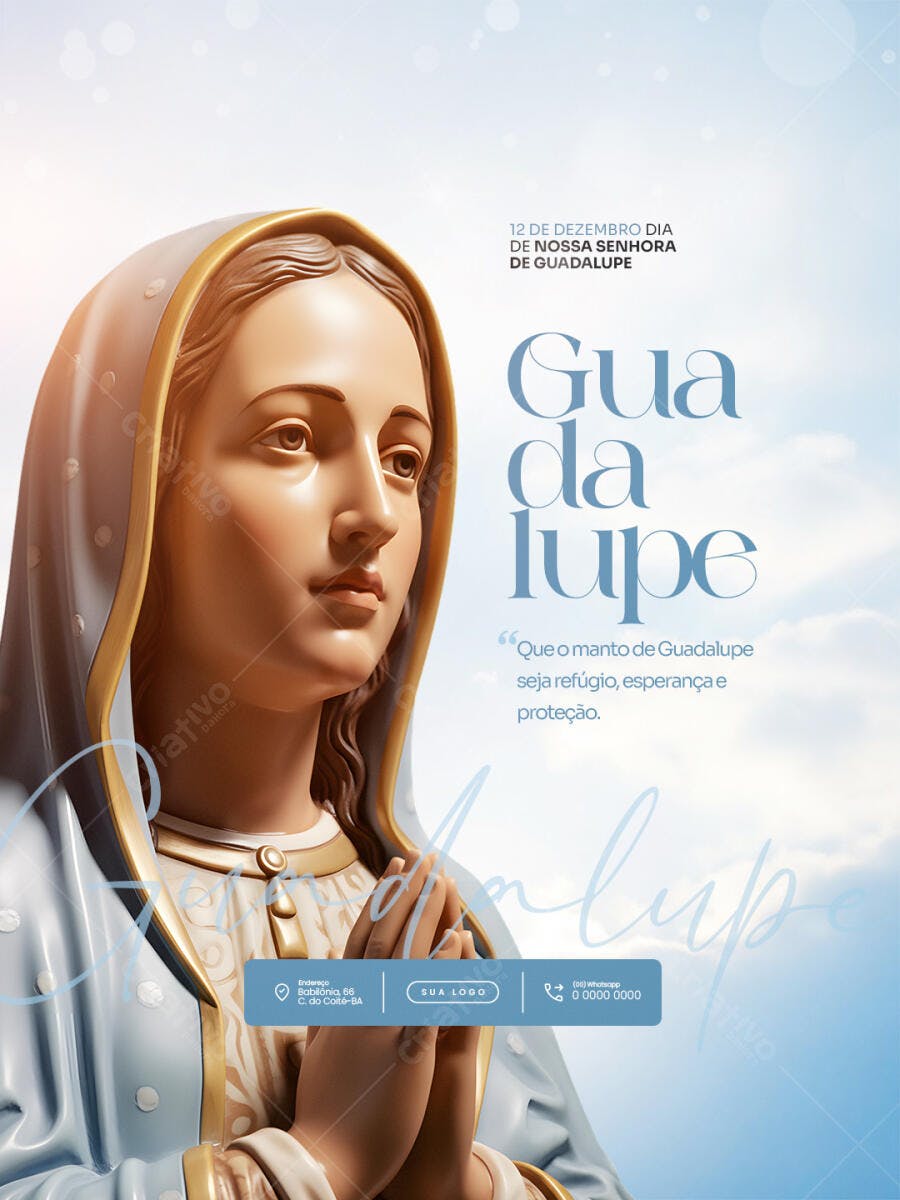 Flyer 12 de Dezembro Nossa Senhora de Guadalupe PSD Editável