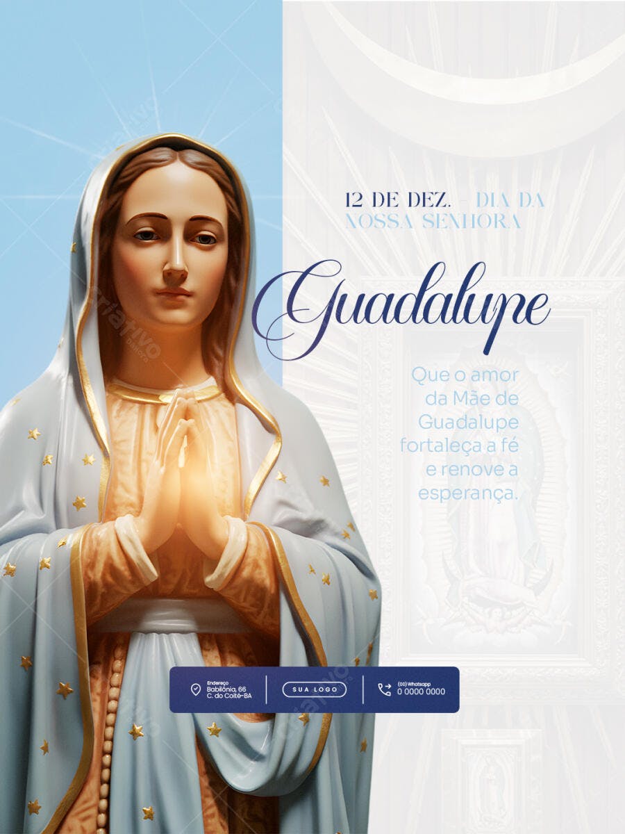 Post para Redes Sociais Dia de Nossa Senhora de Guadalupe PSD Editável