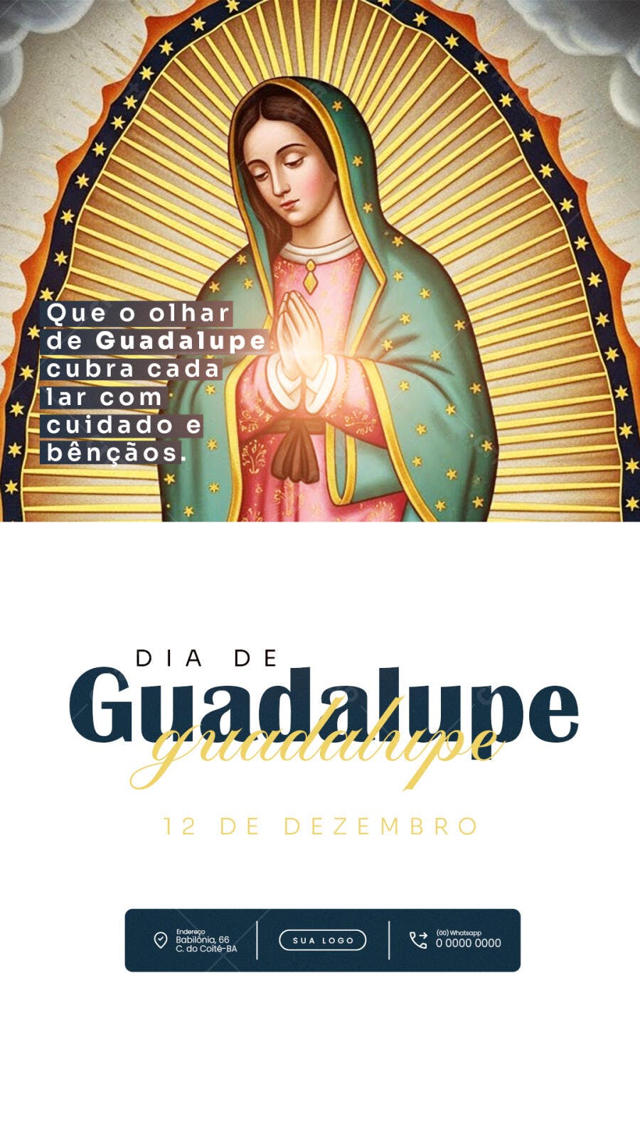 Flyer Dia de Nossa Senhora de Guadalupe com Oração Psd Editável