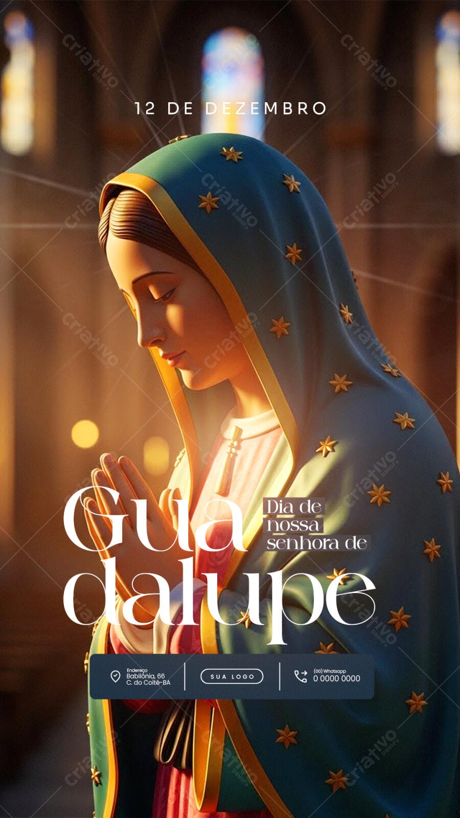 Flyer Dia de Nossa Senhora de Guadalupe 12 de Dezembro PSD Editável