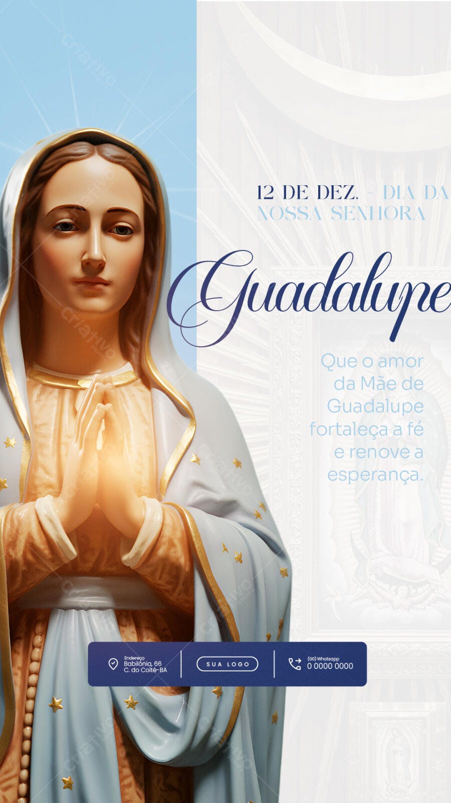 Flyer Religioso Dia de Nossa Senhora de Guadalupe PSD Editável