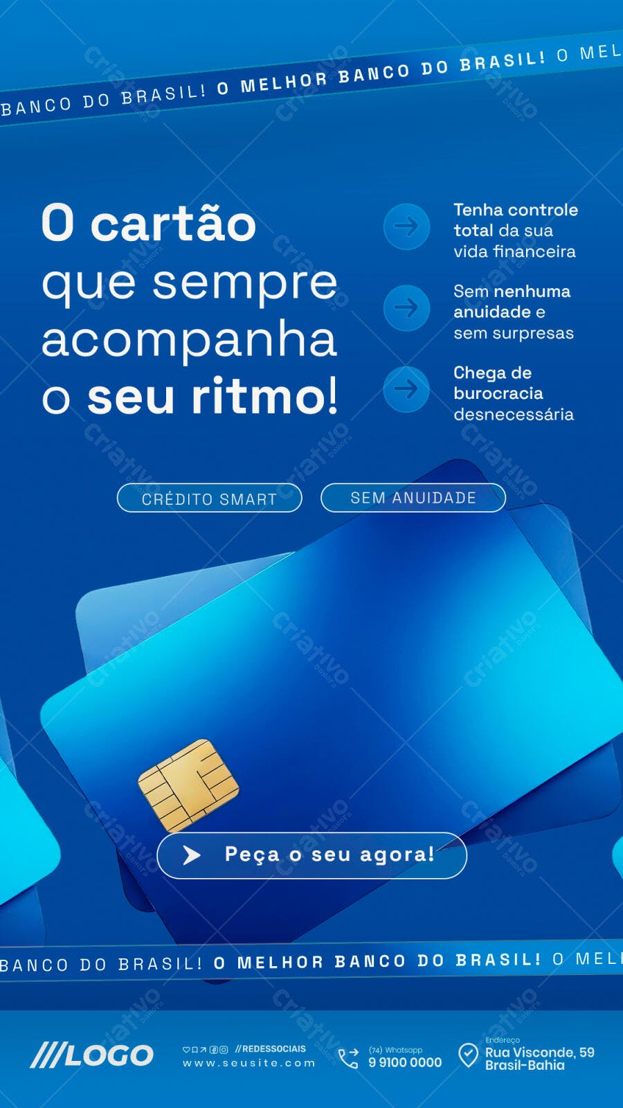 Post para Rede Social Cartão de Crédito Azul Sem Anuidade PSD Editável