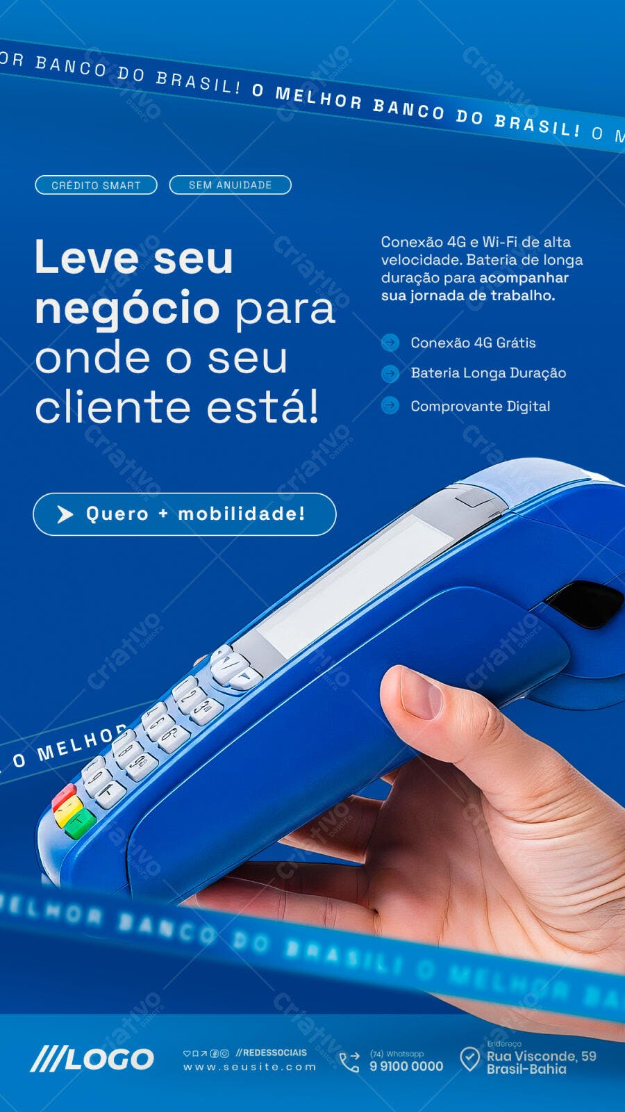 Post Redes Sociais para Negócios com Maquininha de Cartão PSD Editável
