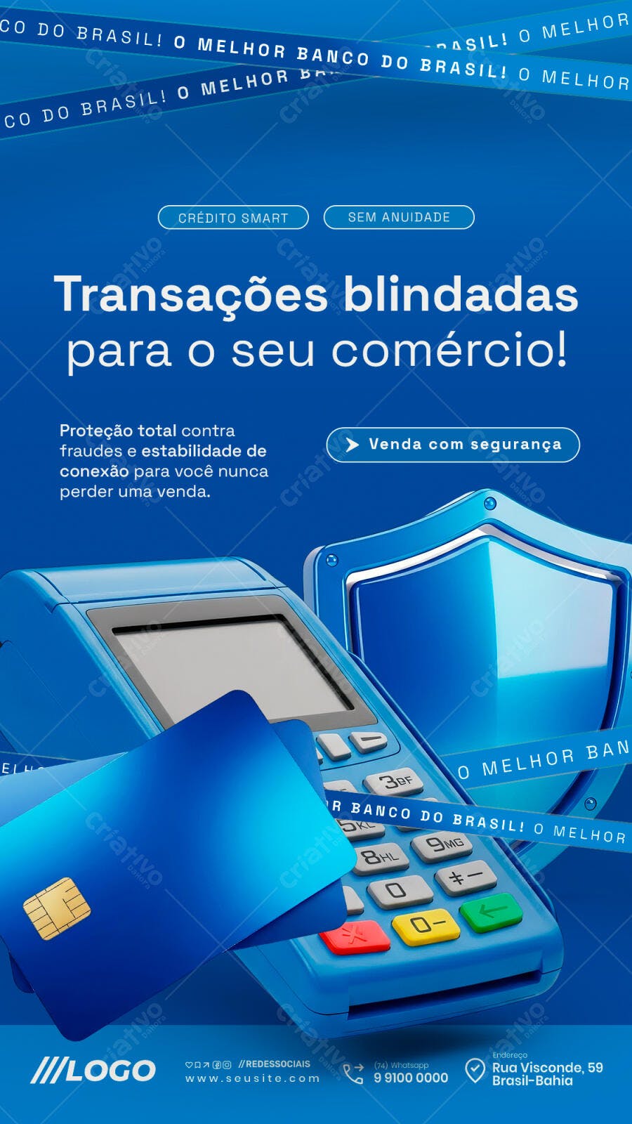 Flyer Digital para Transações Blindadas Comércio PSD Editável