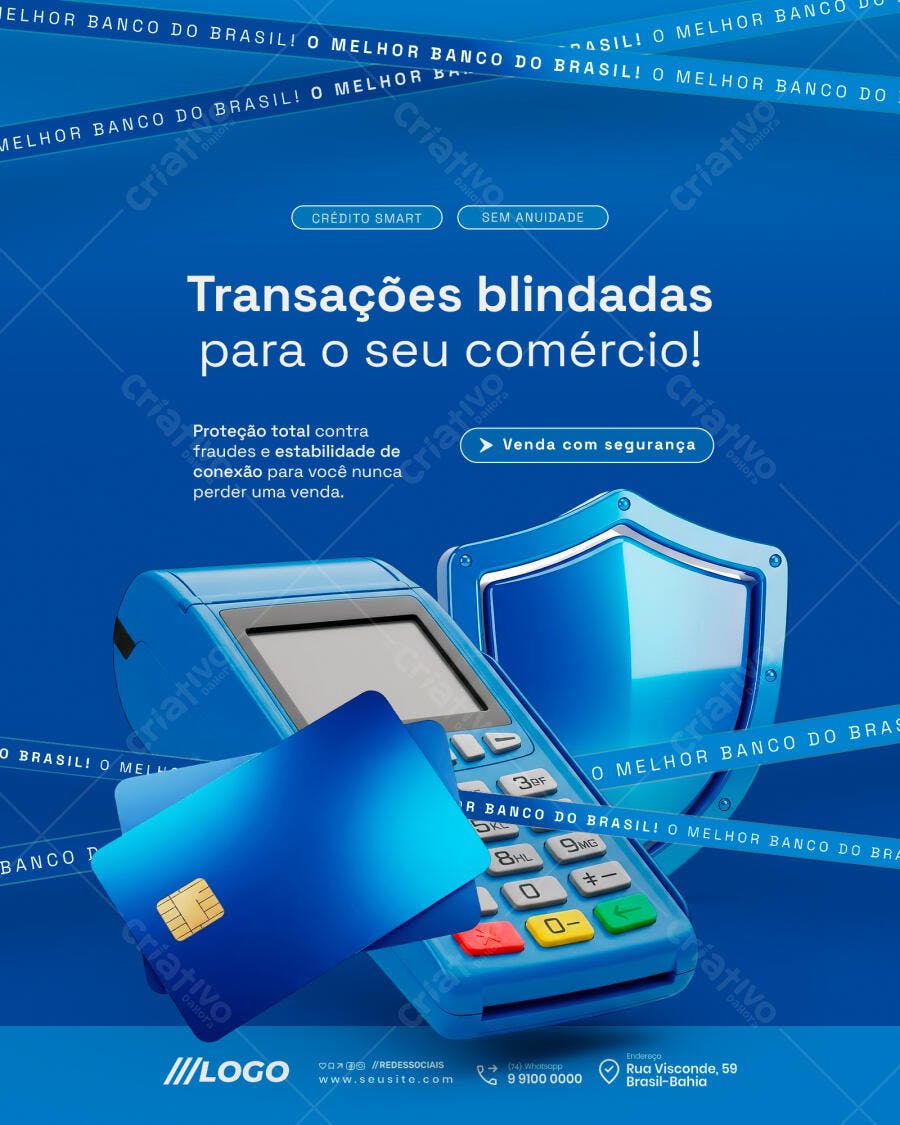 Post para Redes Sociais Transações Blindadas Comércio PSD Editável