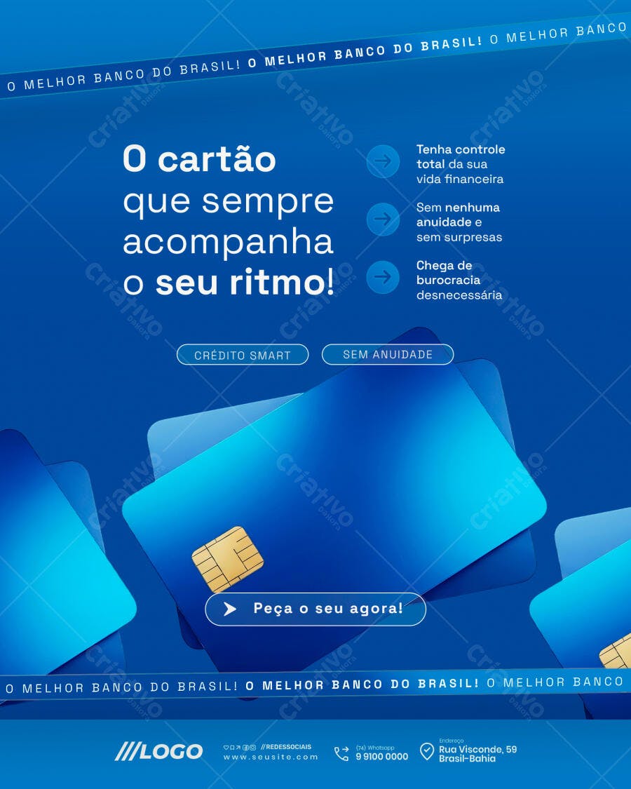 Flyer Cartão de Crédito Azul Sem Anuidade PSD Editável